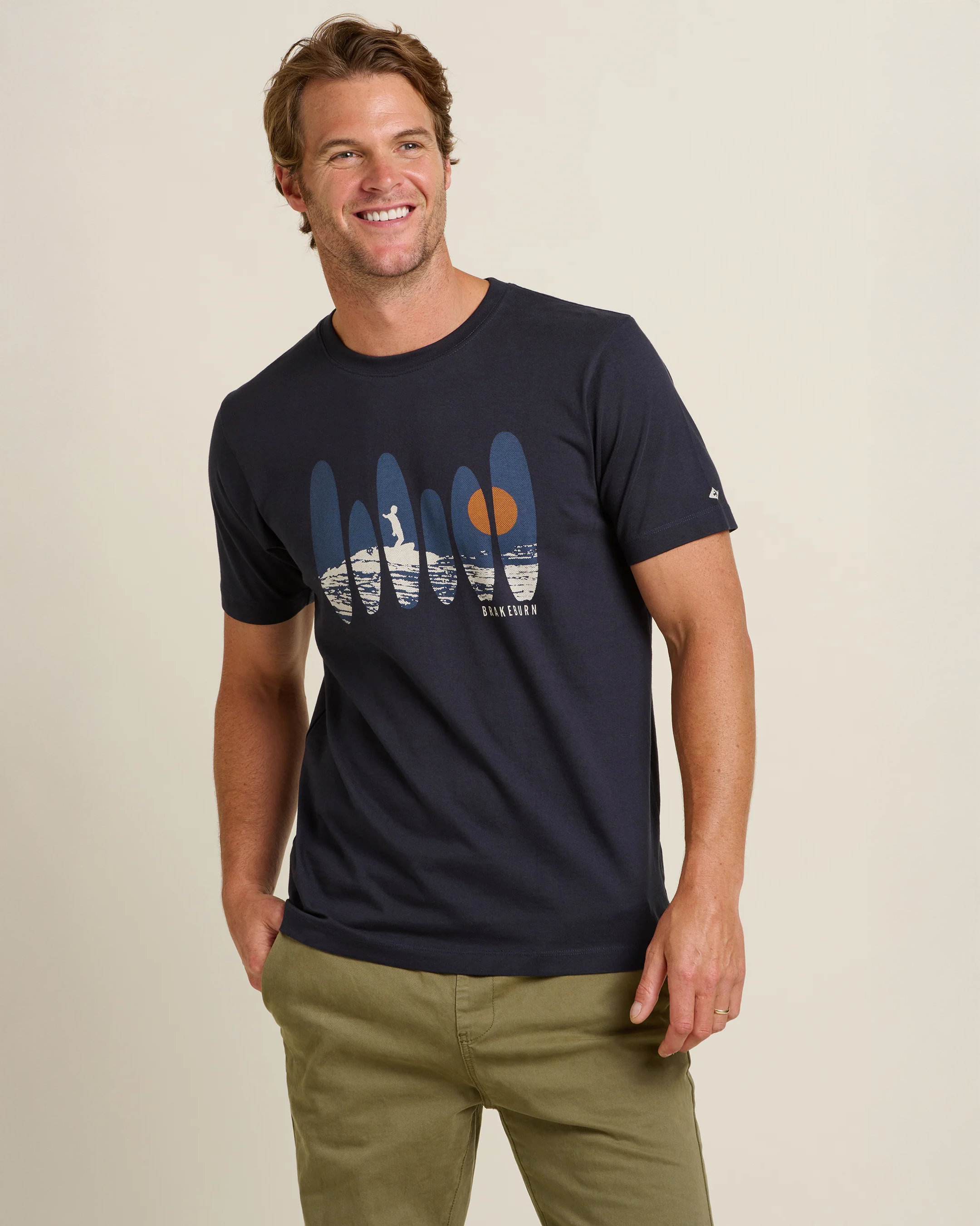 Brakeburn Half Tone Surf Tee | Navy