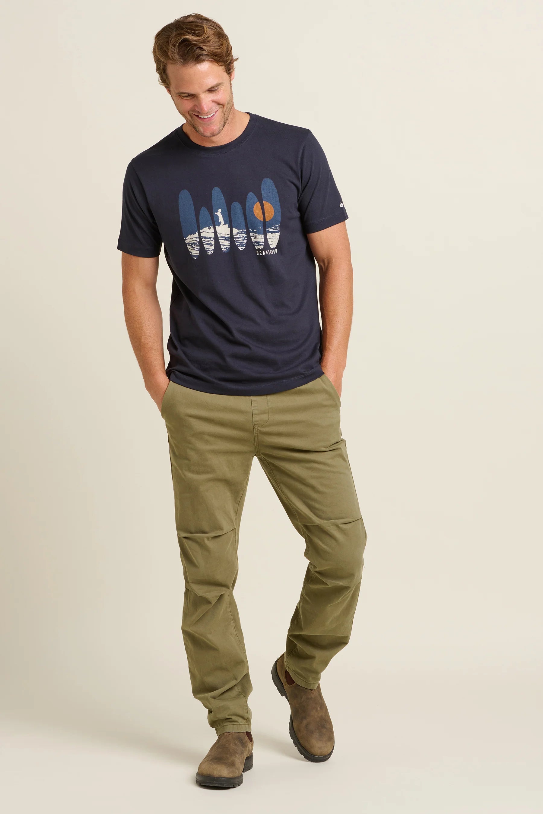 Brakeburn Half Tone Surf Tee | Navy