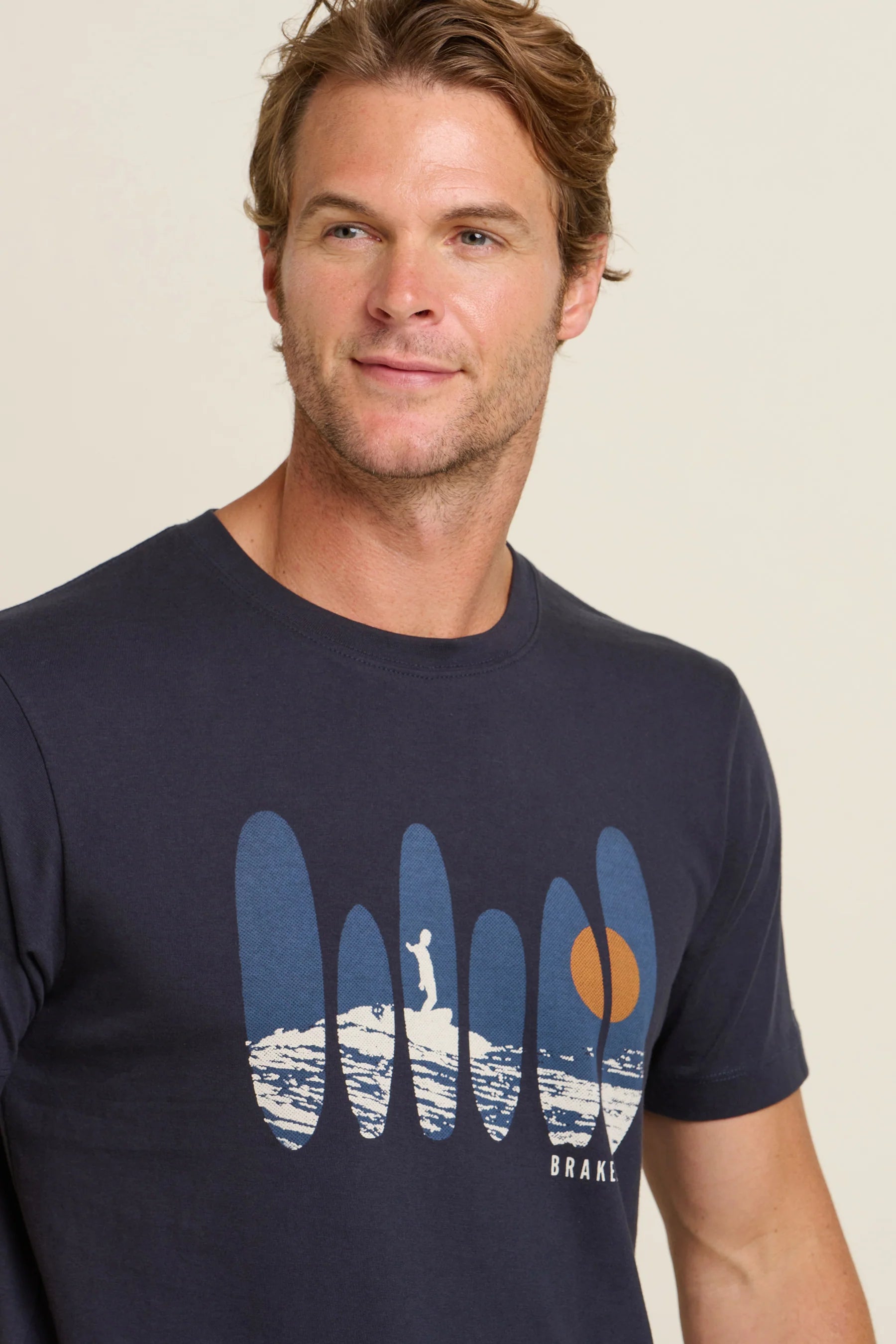 Brakeburn Half Tone Surf Tee | Navy