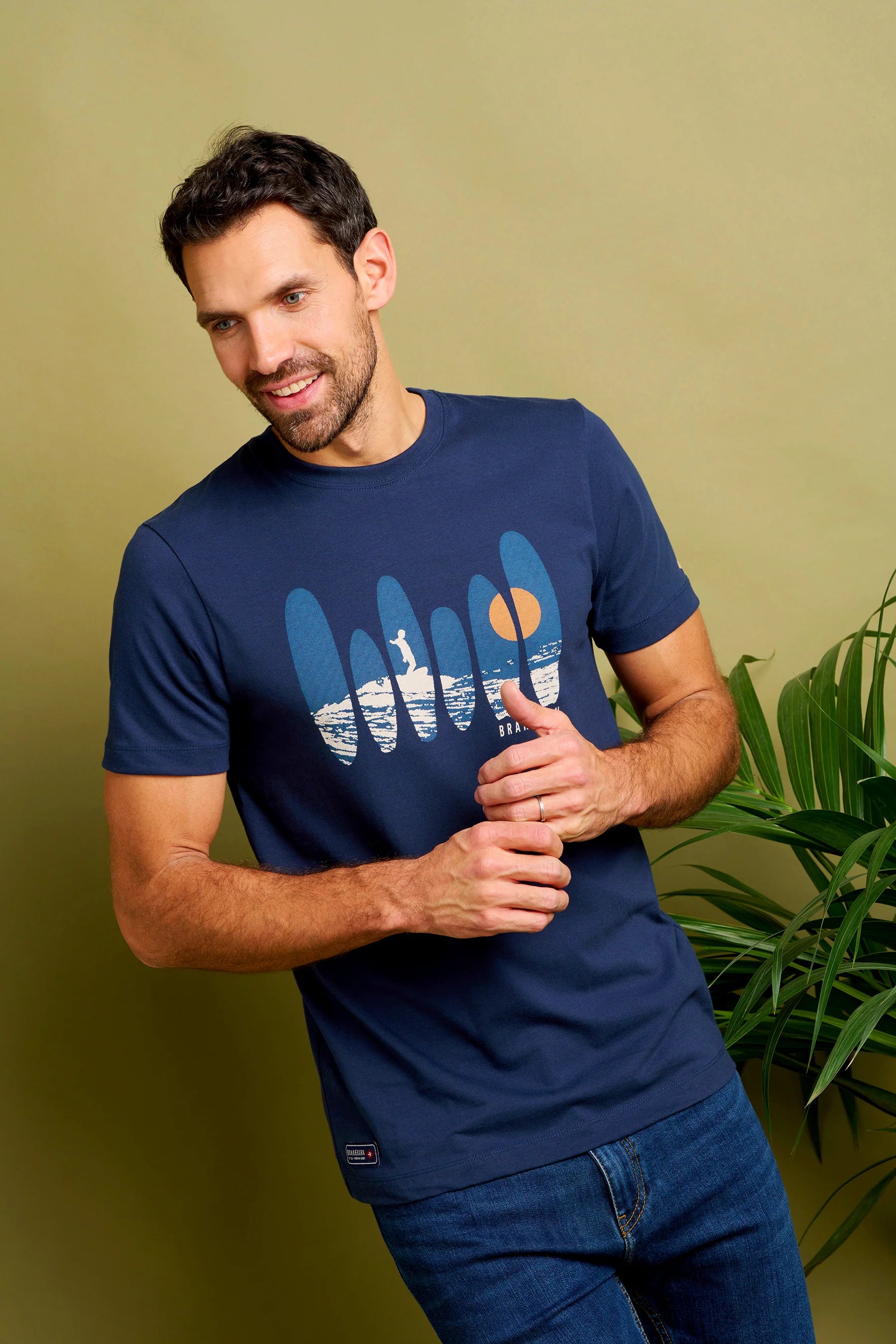 Brakeburn Half Tone Surf Tee | Navy