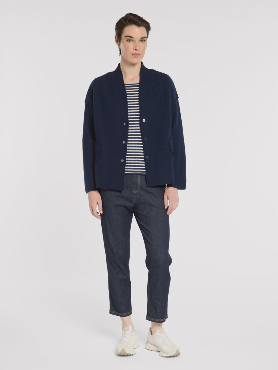 Marco Polo Boiled Wool Jacket | Navy