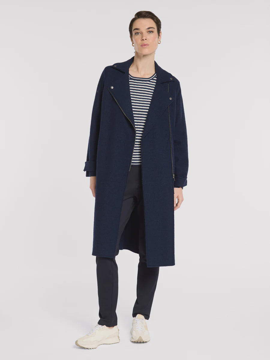 Marco Polo Boiled Wool Moto Coat | Navy