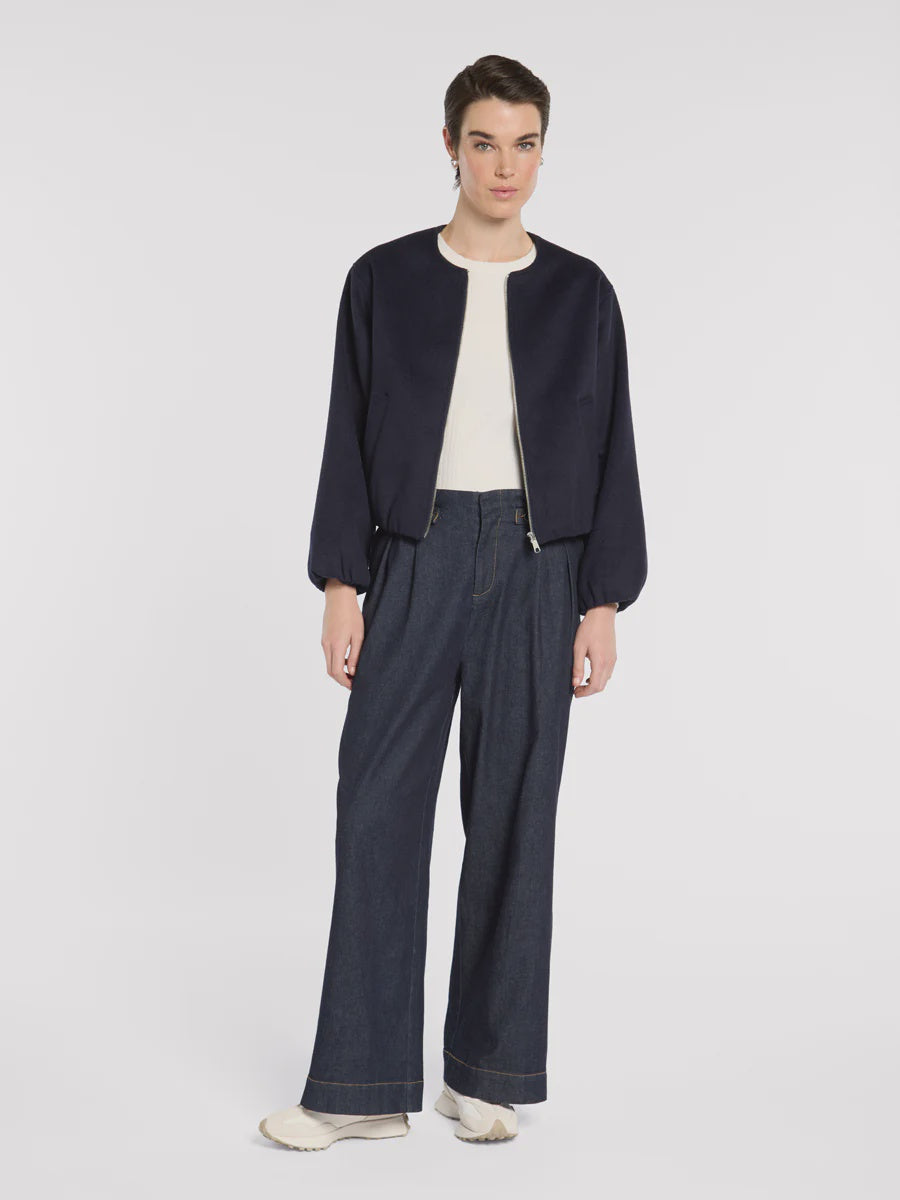 Marco Polo-Cropped Bomber Navy