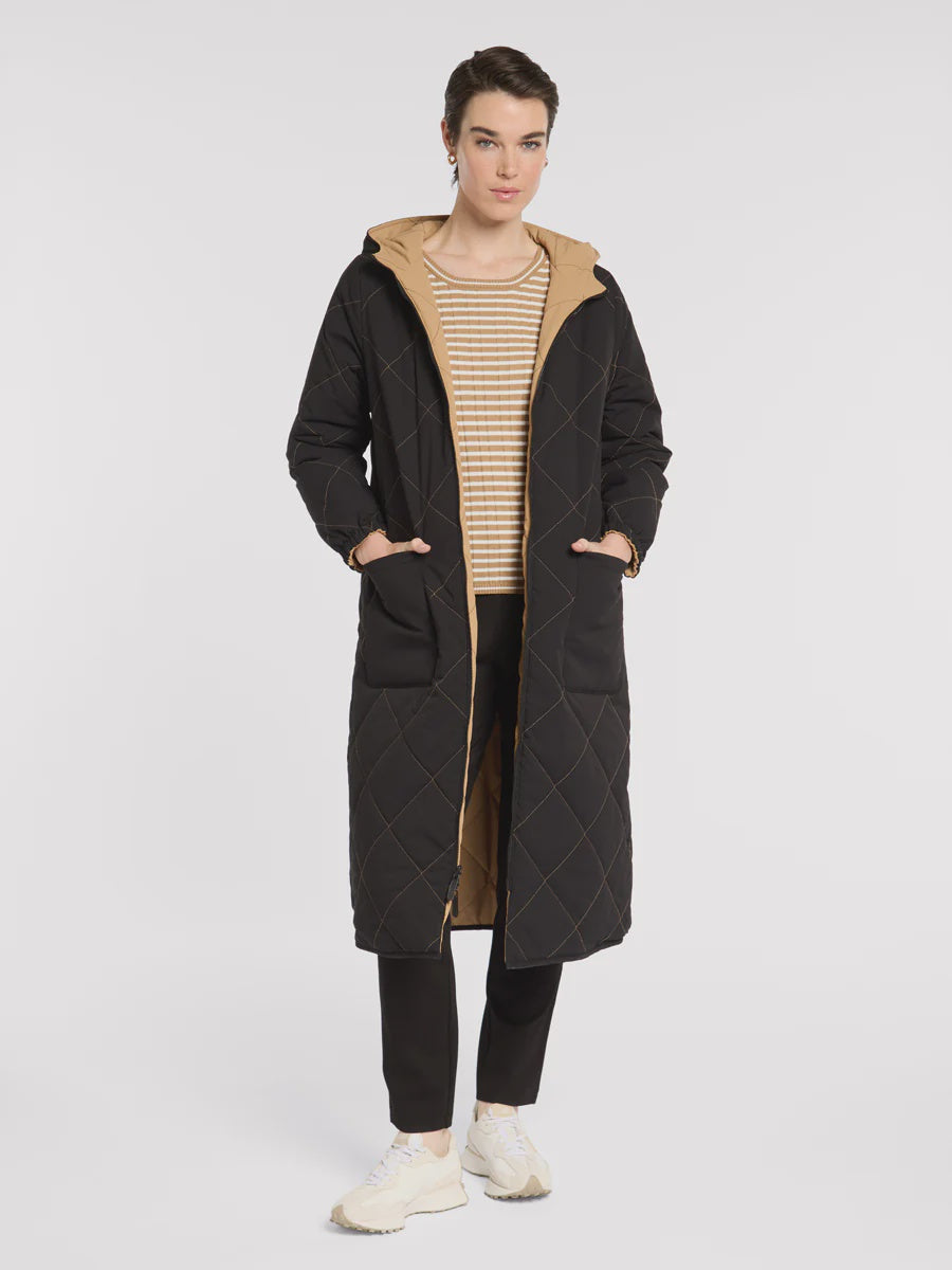 Marco Polo Reversible Showerproof Puffer | Blk/Tan