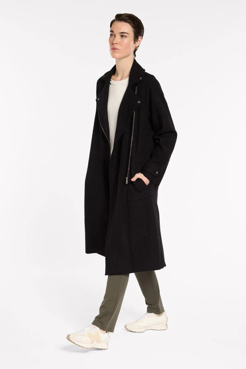 Marco Polo Boiled Wool Moto Coat | Black