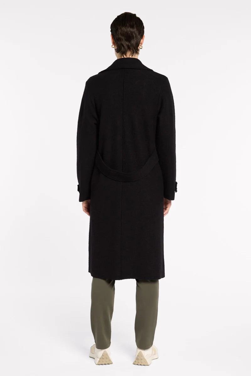 Marco Polo Boiled Wool Moto Coat | Black