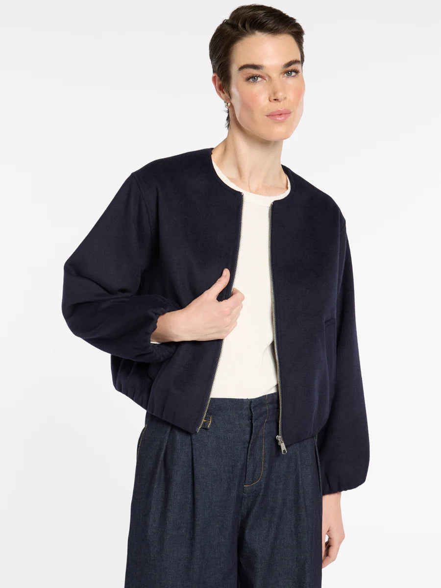 Marco Polo-Cropped Bomber Navy
