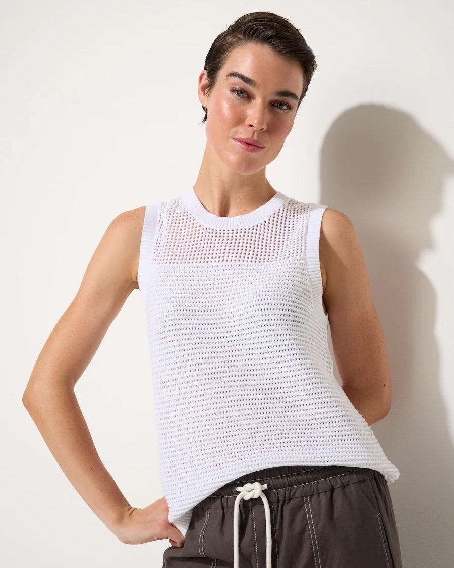 TANYA WHITE OPEN KNIT SWEATER TANK main image 1