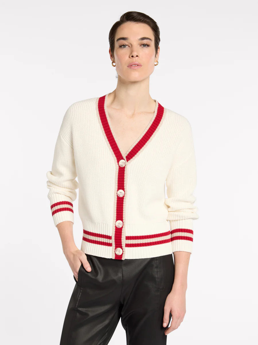 Marco Polo Racer Stripe Cardi | Ivory