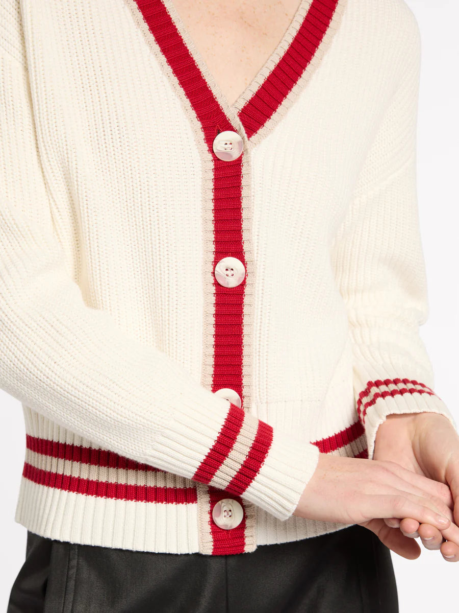 Marco Polo Racer Stripe Cardi | Ivory
