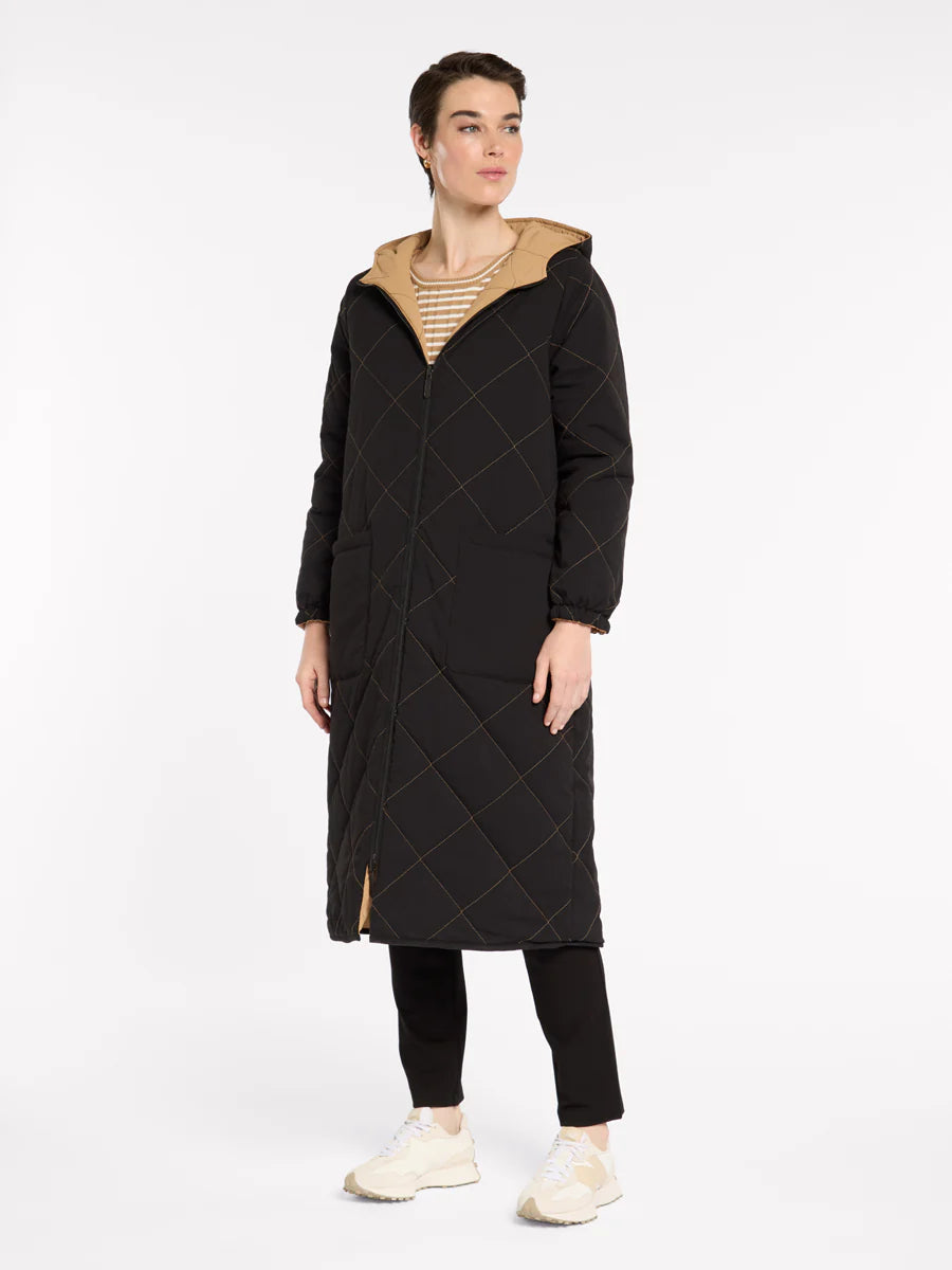 Marco Polo Reversible Showerproof Puffer | Blk/Tan