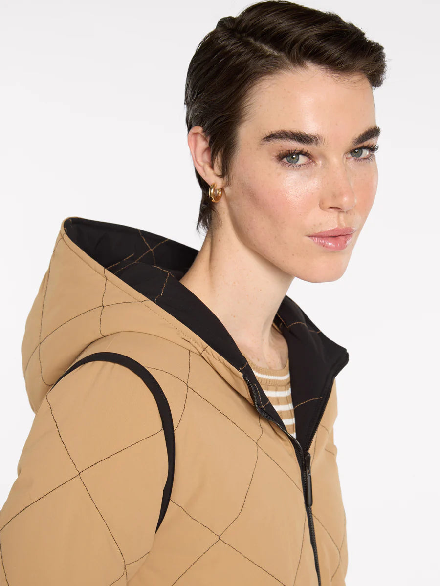 Marco Polo Reversible Showerproof Puffer | Blk/Tan