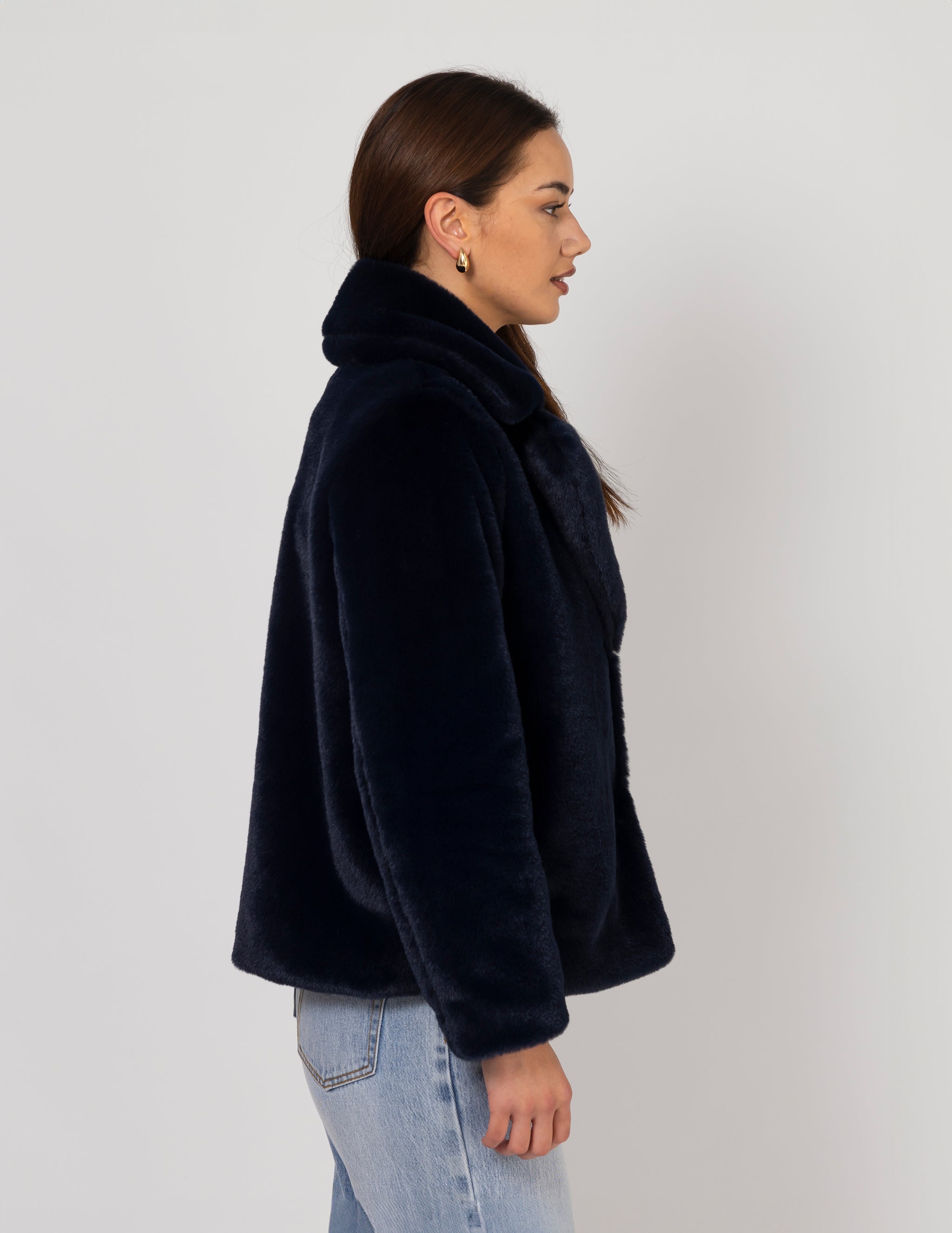 Stella + Gemma Britta Fur Jacket | Midnight