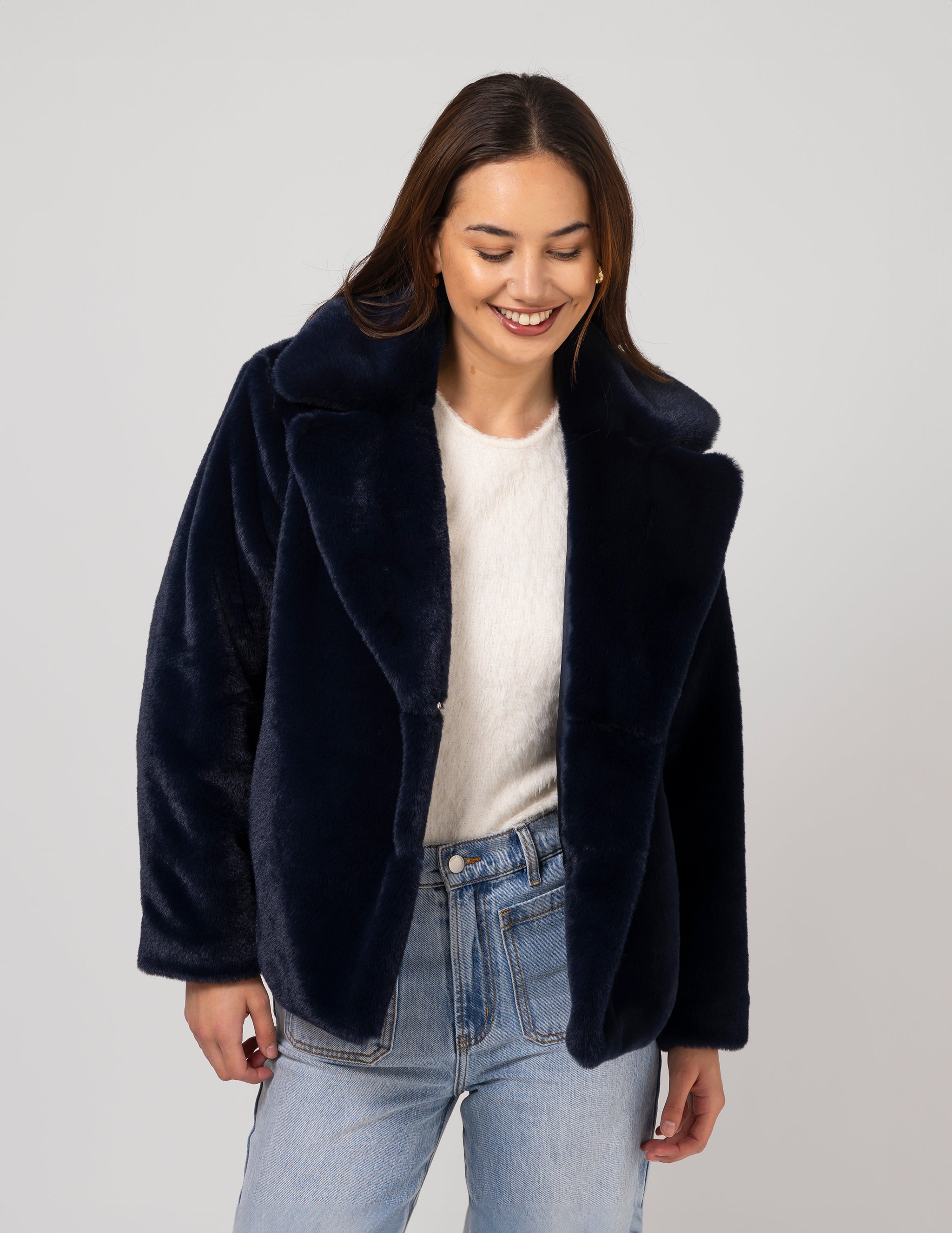 Stella + Gemma Britta Fur Jacket | Midnight