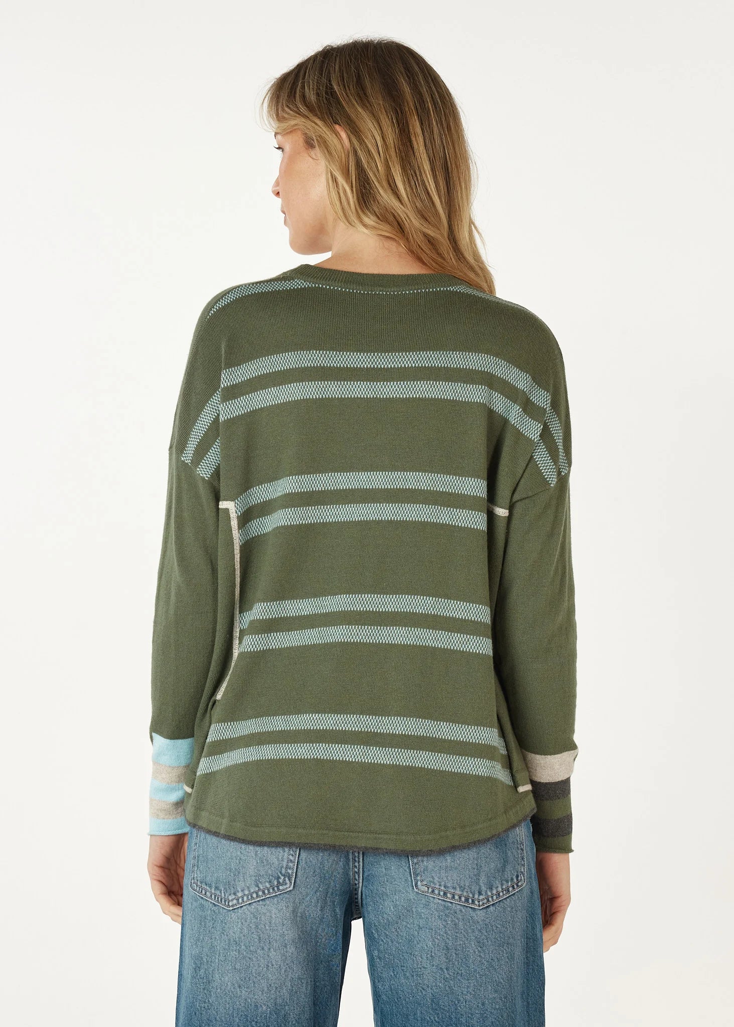 Zaket & Plover Birdseye Trim Jumper | Olive