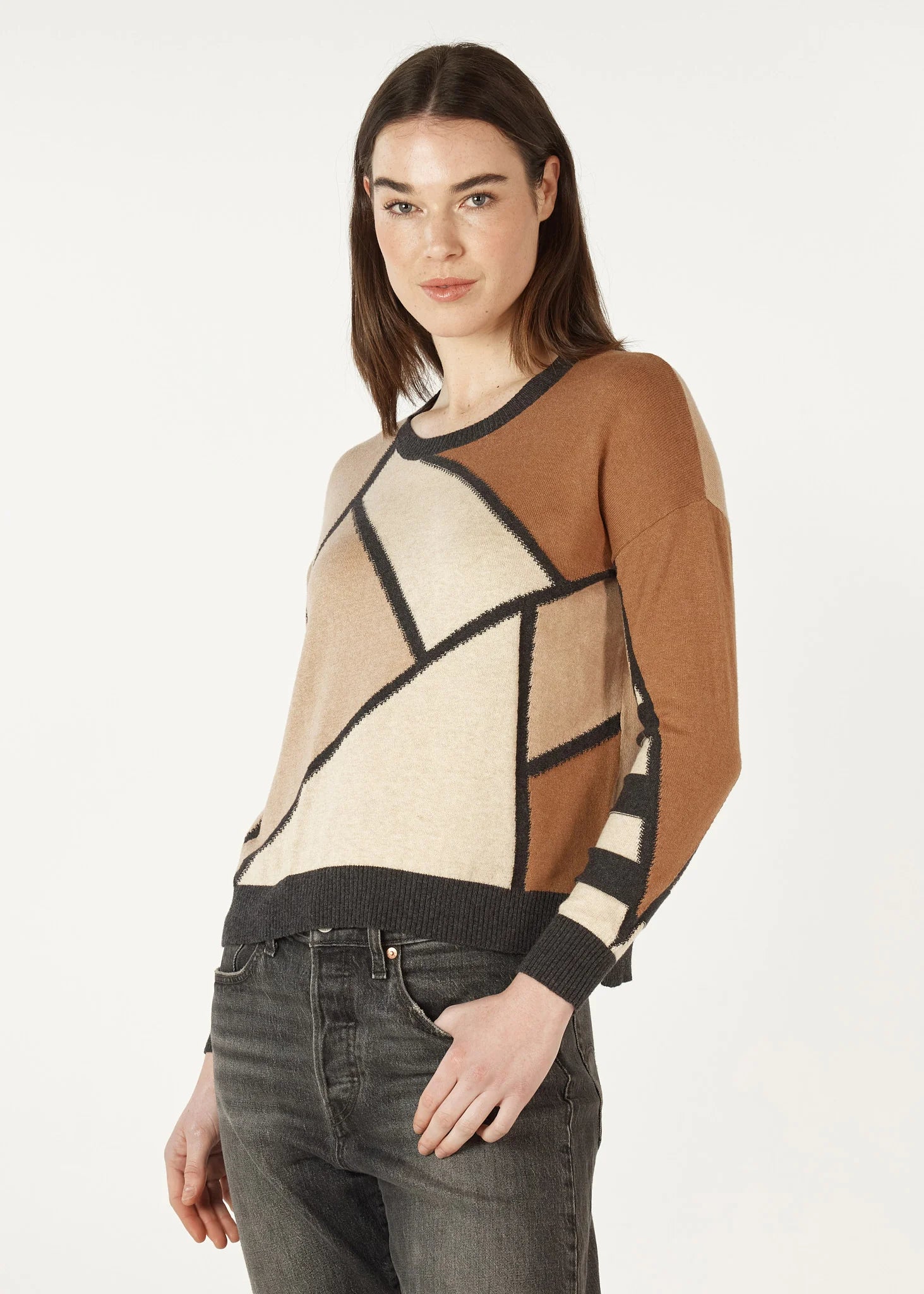 Zaket & Plover Mosaic Intarsia Jumper | Charcoal