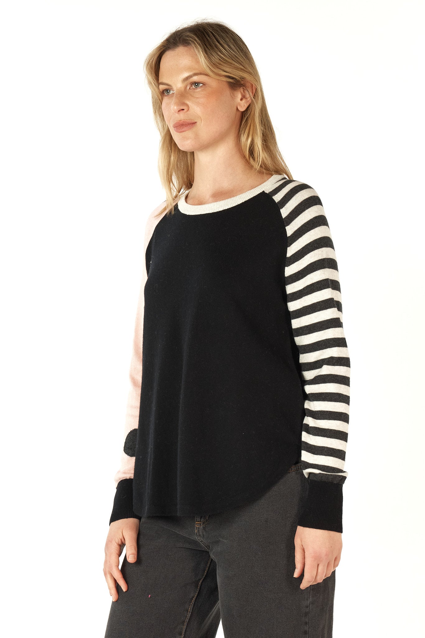 Zaket & Plover Spot+Stripe Crew | Black