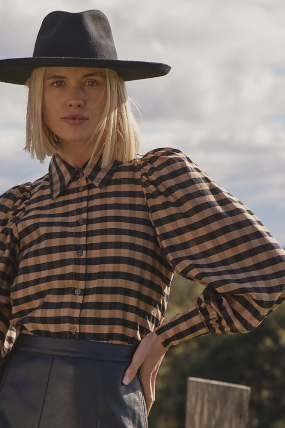 Zoe Kratzmann Mirage Top | Toffee/Black Check