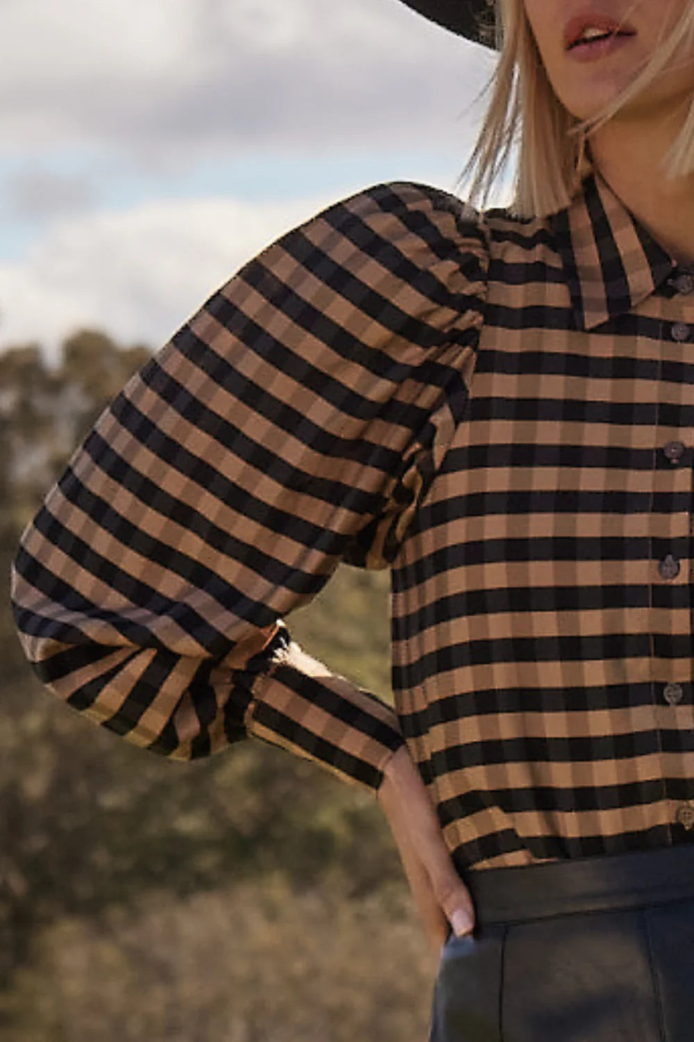 Zoe Kratzmann Mirage Top | Toffee/Black Check