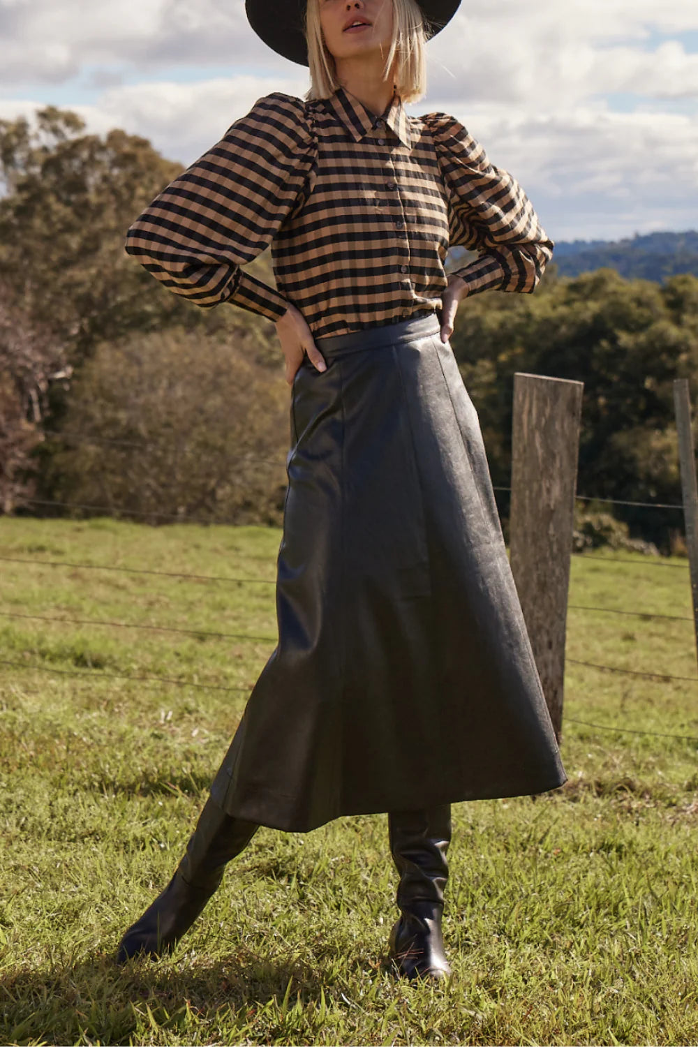 Zoe Kratzmann Mirage Top | Toffee/Black Check