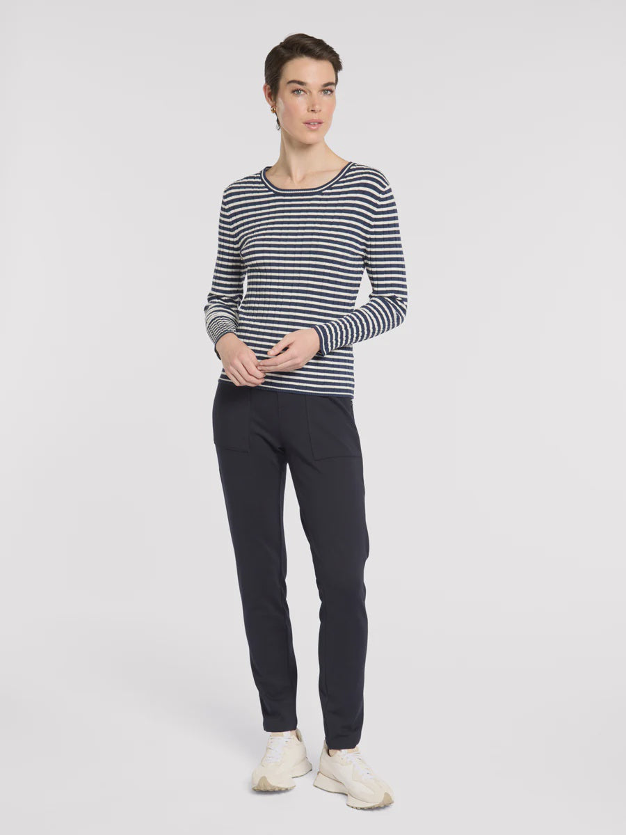 Marco Polo Fine Stripe Rib Knit | Navy/Ivory