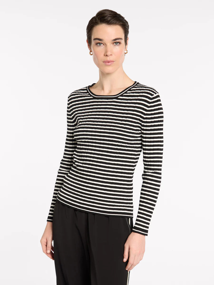 Marco Polo Fine Stripe Rib Knit | Blk/Ivory