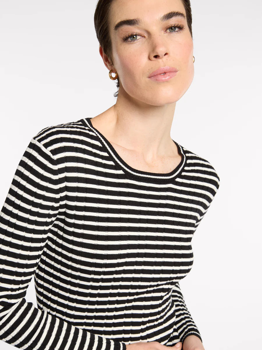 Marco Polo Fine Stripe Rib Knit | Blk/Ivory