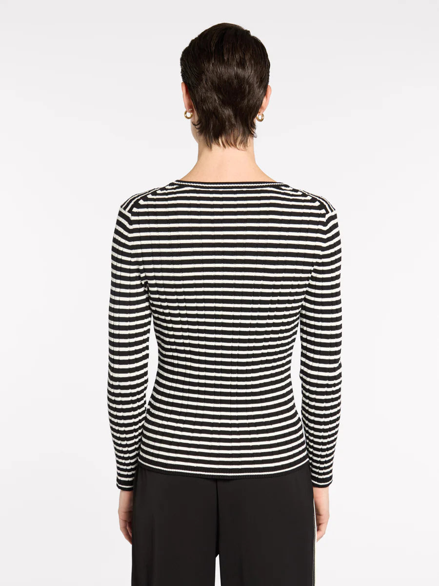 Marco Polo Fine Stripe Rib Knit | Blk/Ivory