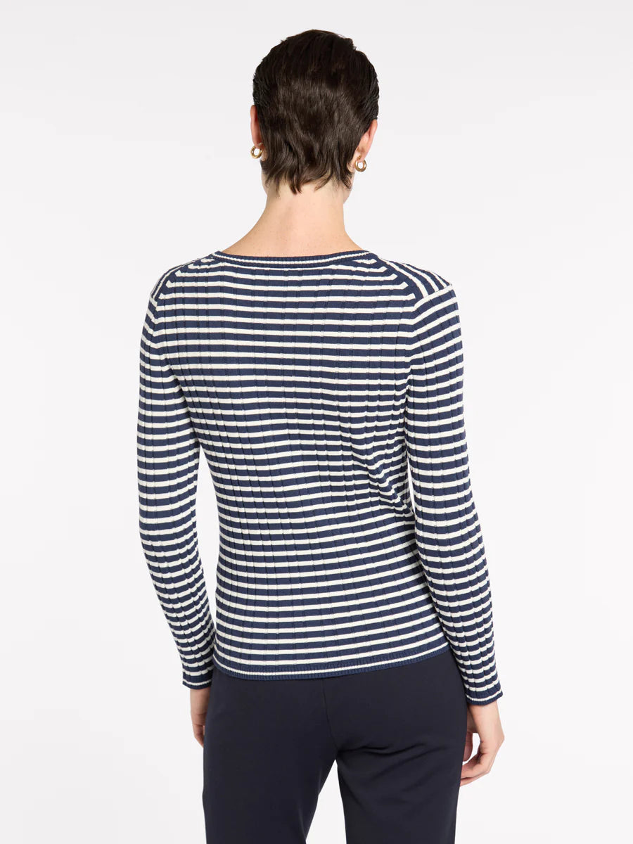 Marco Polo Fine Stripe Rib Knit | Navy/Ivory