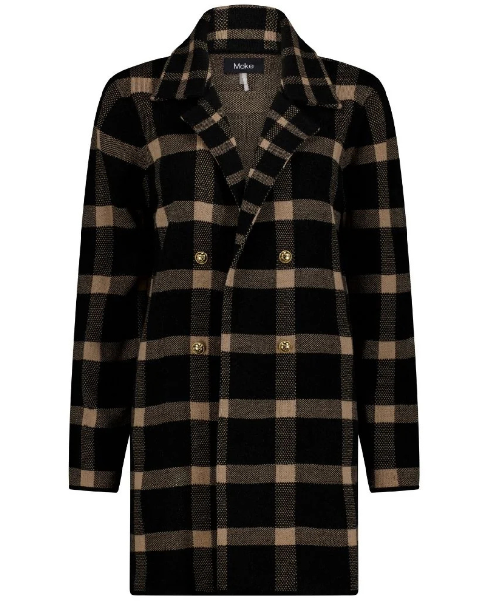 Moke Mila Knit Coat | Black Barley Check