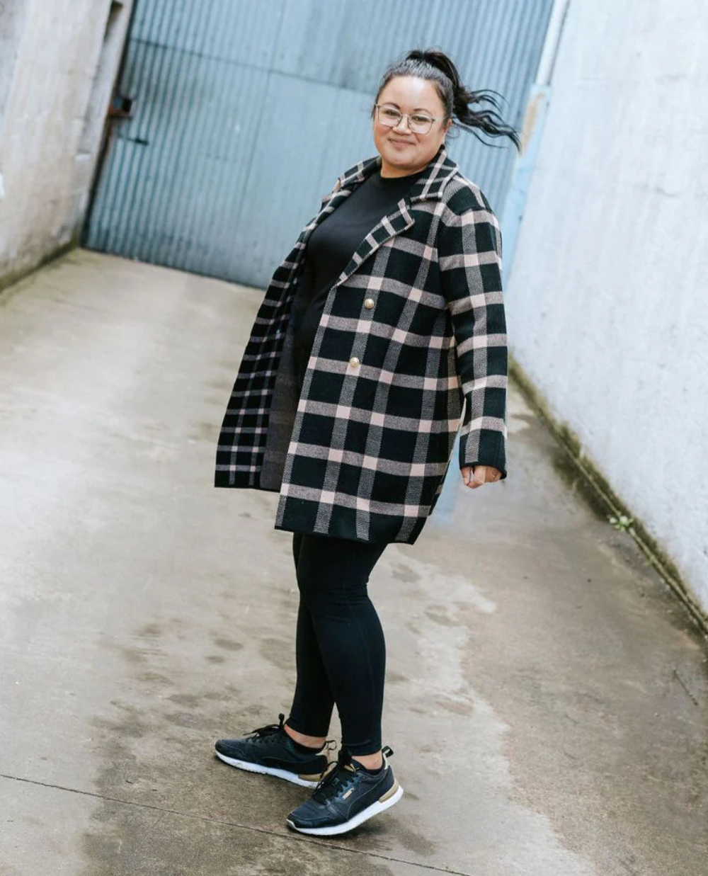 Moke Mila Knit Coat | Black Barley Check
