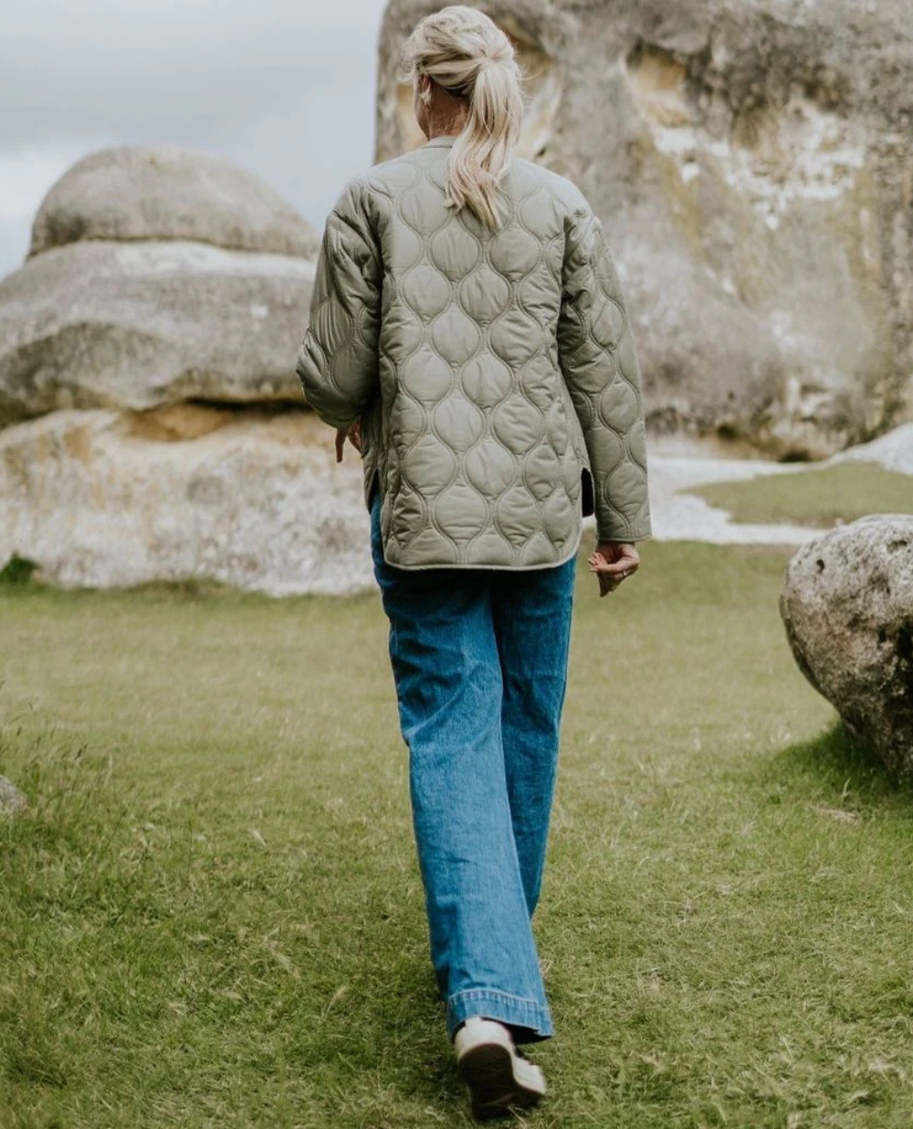 Moke Talei Women's Quilt Bomber | Green Tea