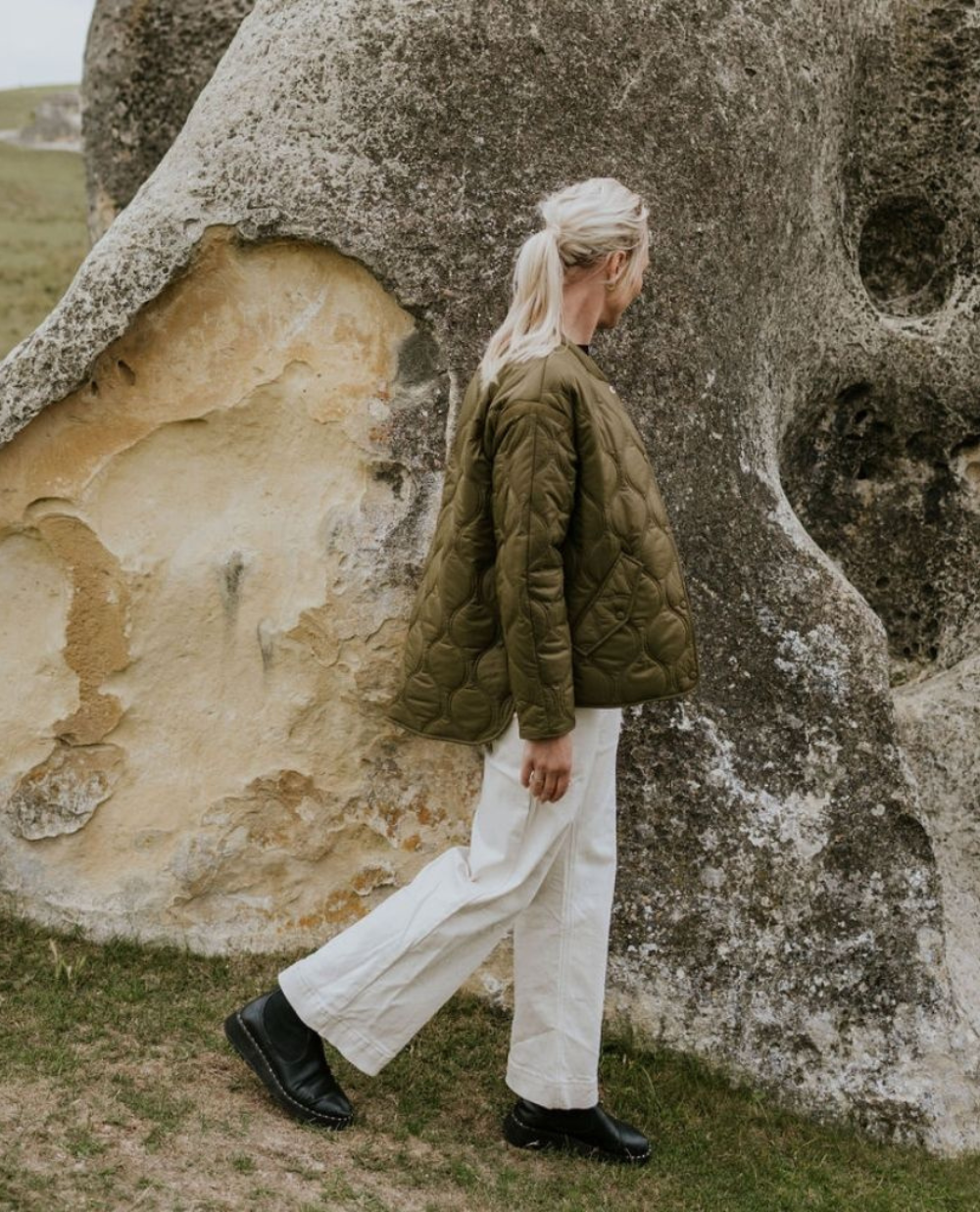 Moke Talei Women's Quilt Bomber | Loden
