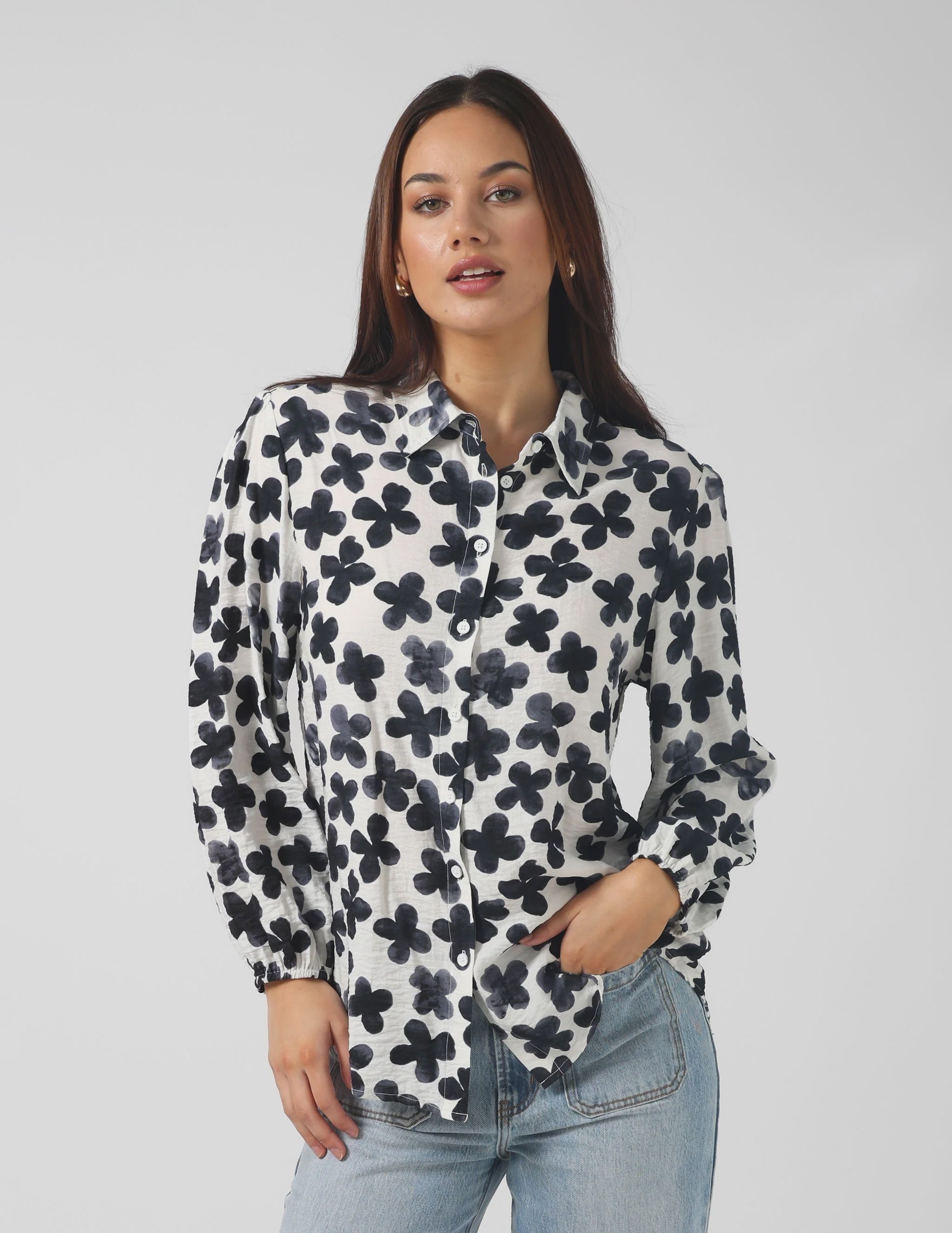 Stella + Gemma Charlotte Shirt | Navy Flowers