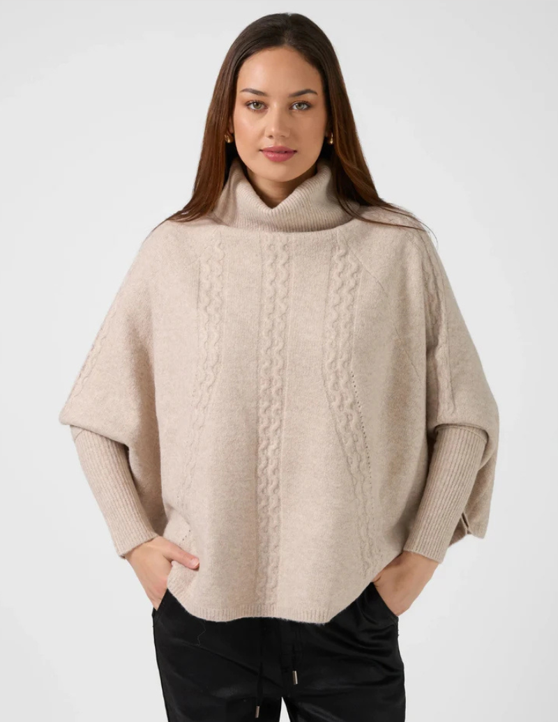 Stella + Gemma Joey Poncho | One Size-Tan