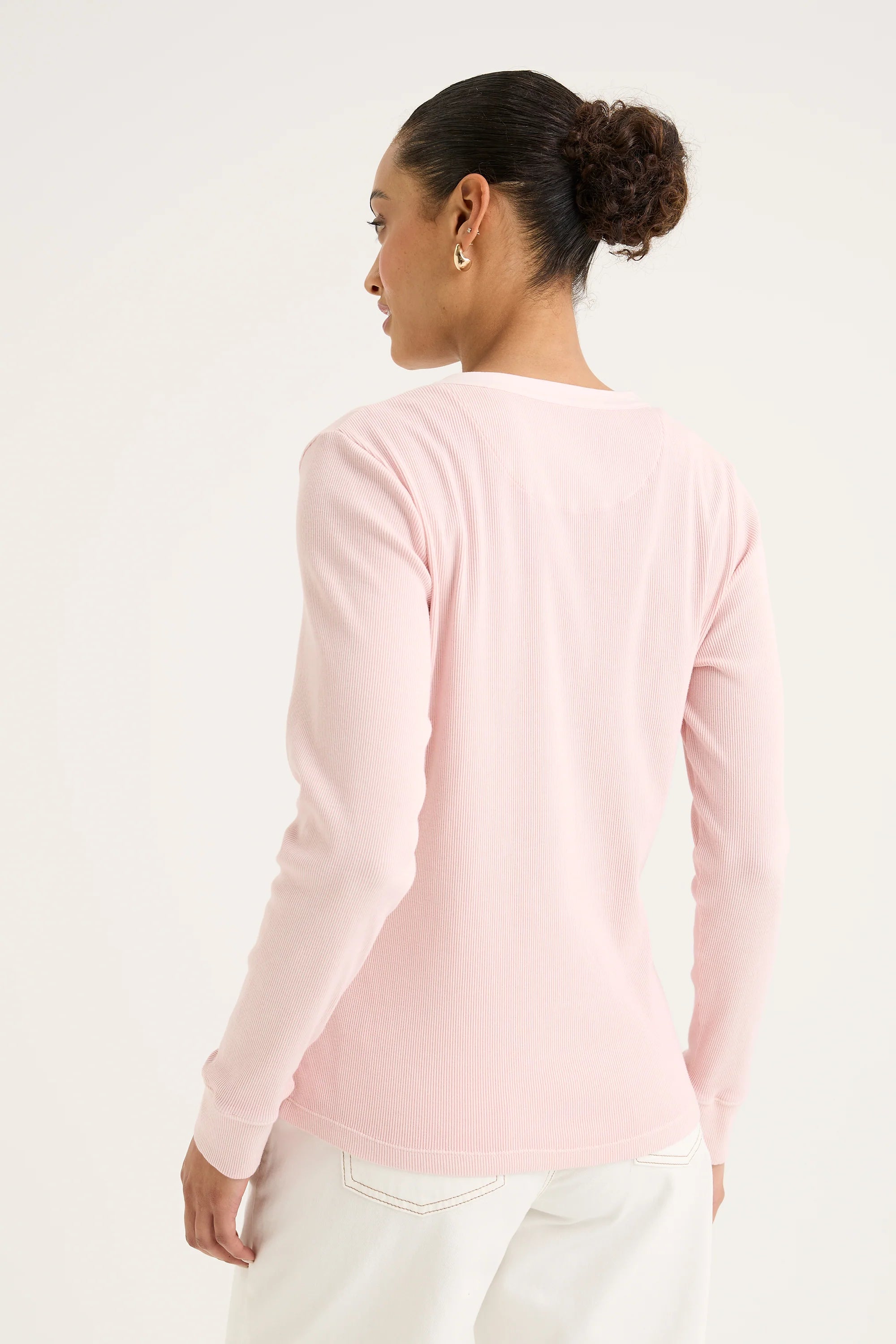 Yarra Trail Mineral Rib Henley | Ice Pink