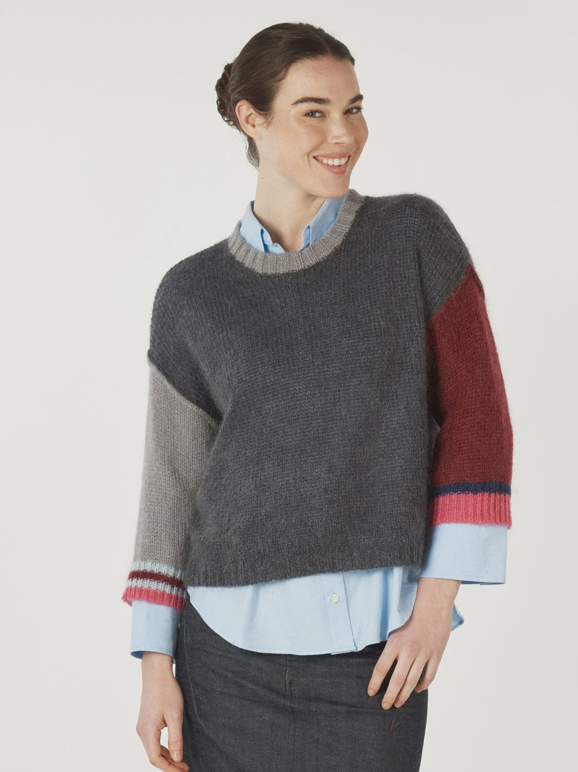 Zaket & Plover Mohair Colour Block | Charcoal