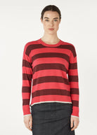 Zaket & Plover Block Stripe Crew | Hot Pink