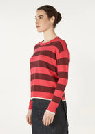 Zaket & Plover Block Stripe Crew | Hot Pink