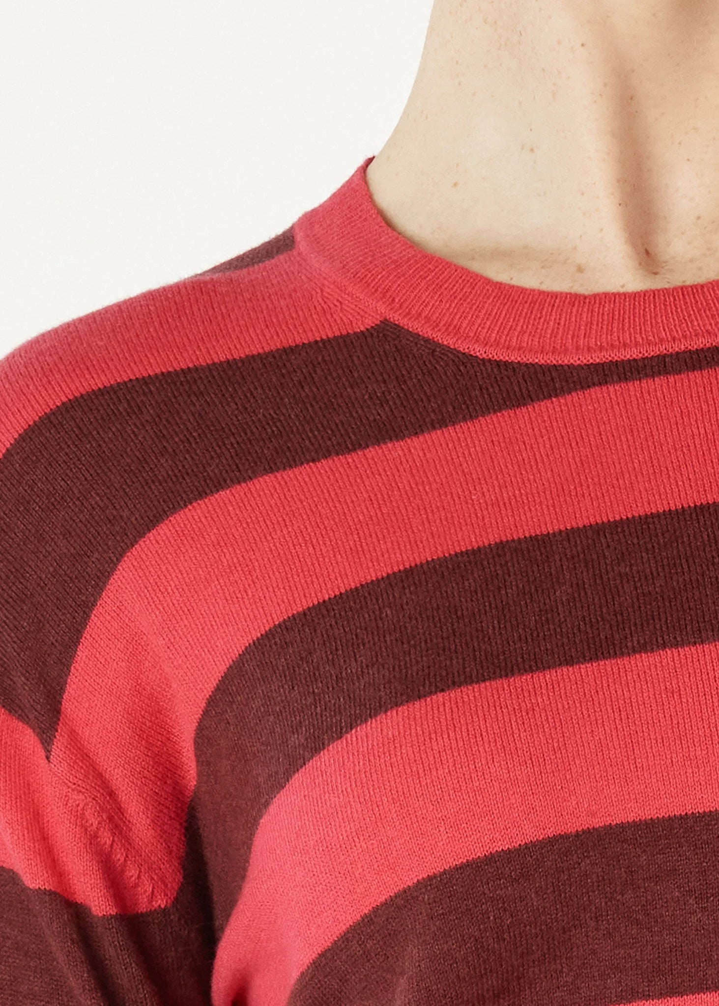 Zaket & Plover Block Stripe Crew | Hot Pink
