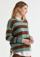 Zaket & Plover Block Stripe Crew | Moss