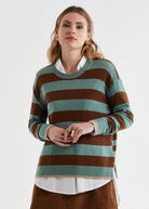 Zaket & Plover Block Stripe Crew | Moss