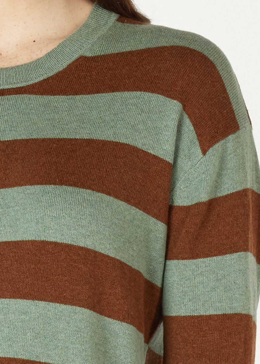 Zaket & Plover Block Stripe Crew | Moss