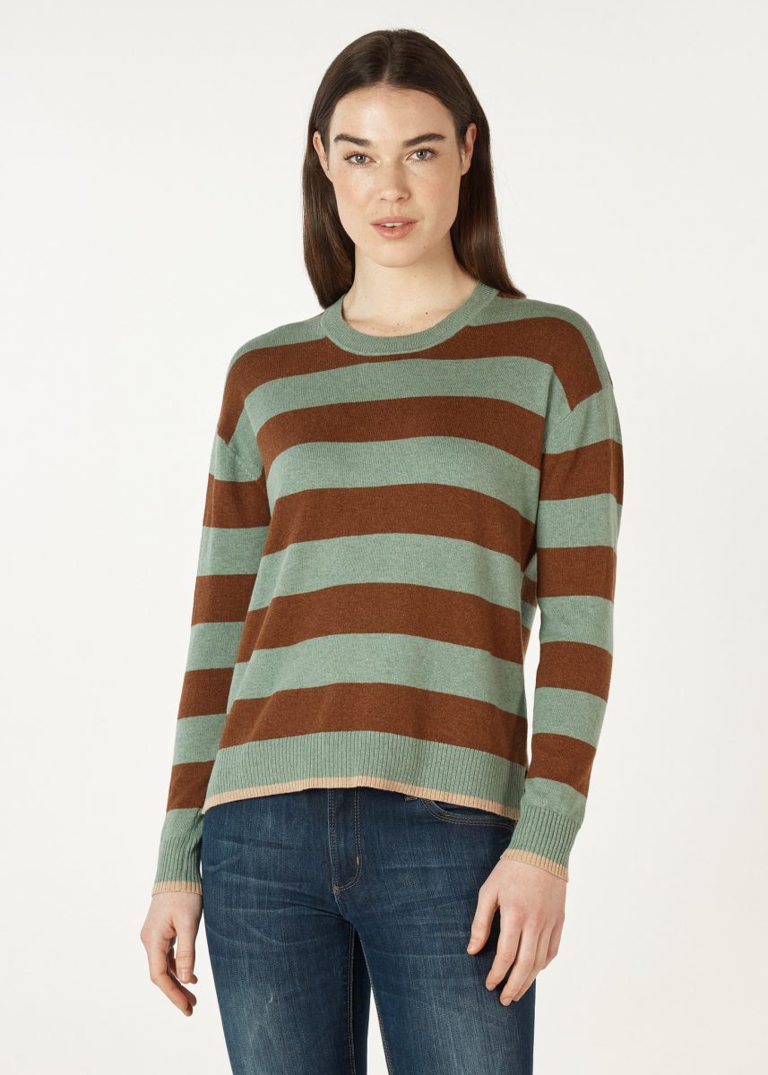 Zaket & Plover Block Stripe Crew | Moss