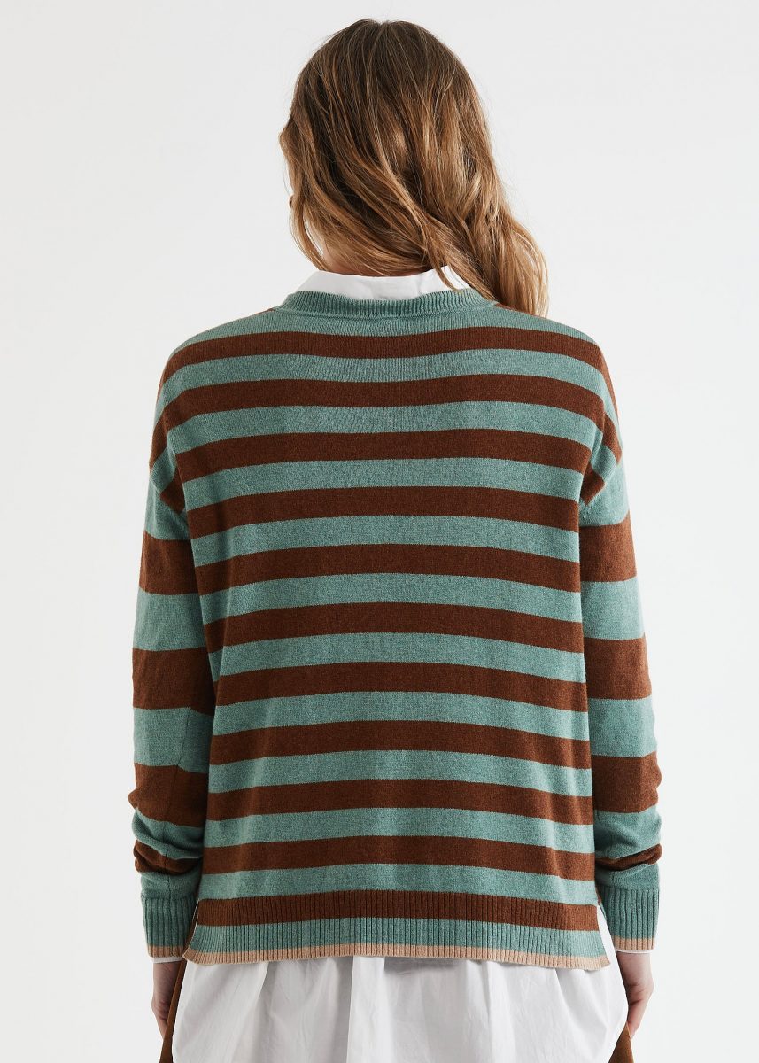 Zaket & Plover Block Stripe Crew | Moss