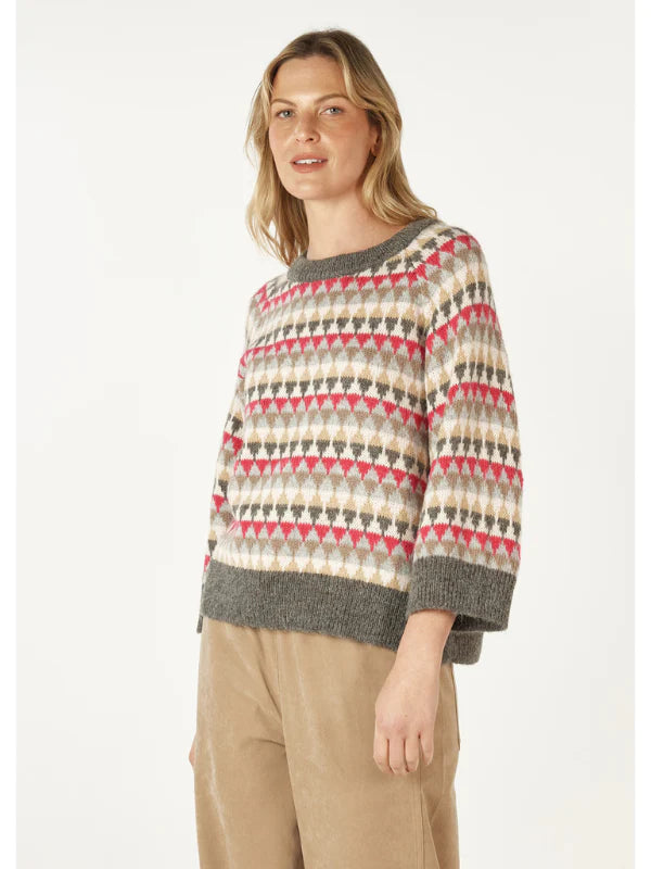 Zaket & Plover Mohair Fairisle Jumper | Charcoal