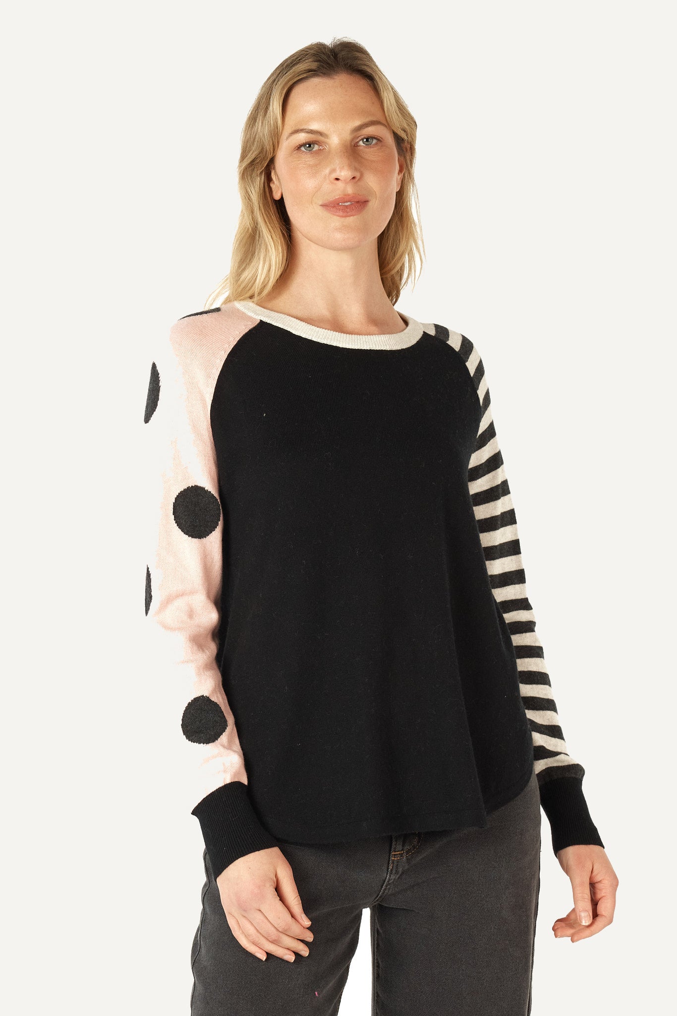 Zaket & Plover Spot+Stripe Crew | Black