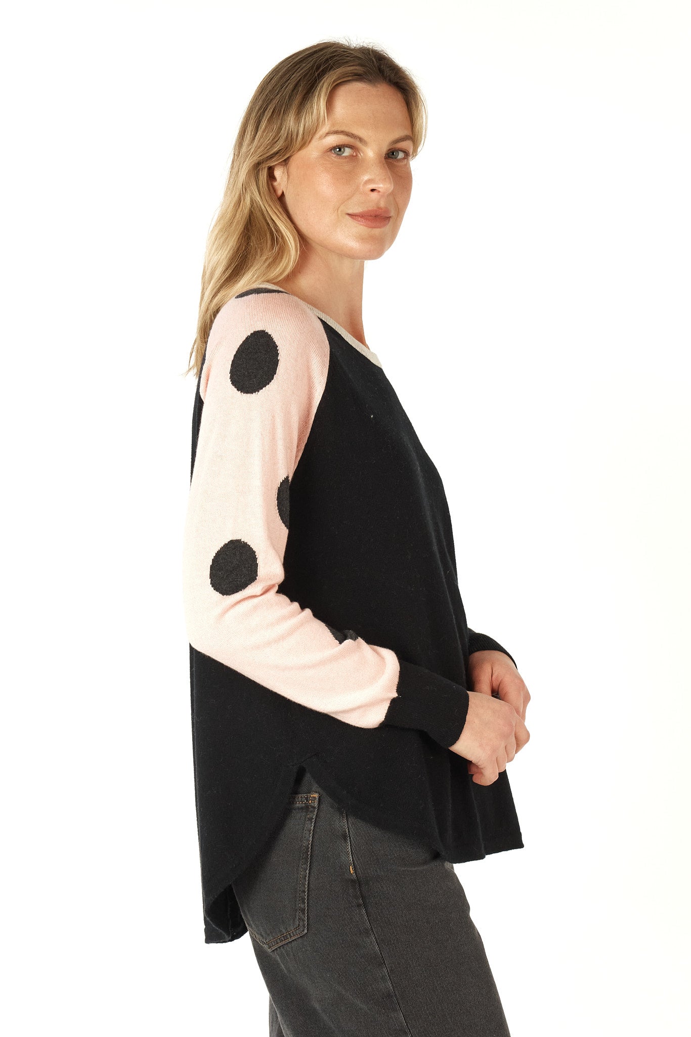 Zaket & Plover Spot+Stripe Crew | Black