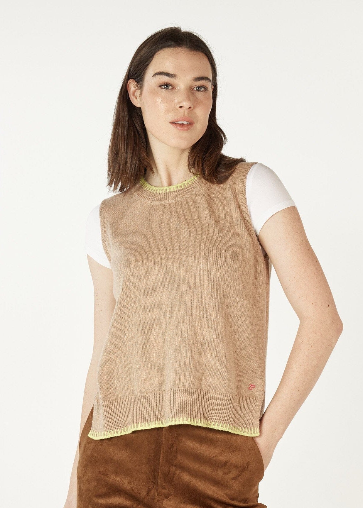Zaket & Plover Essential Two Tone Vest | Oat