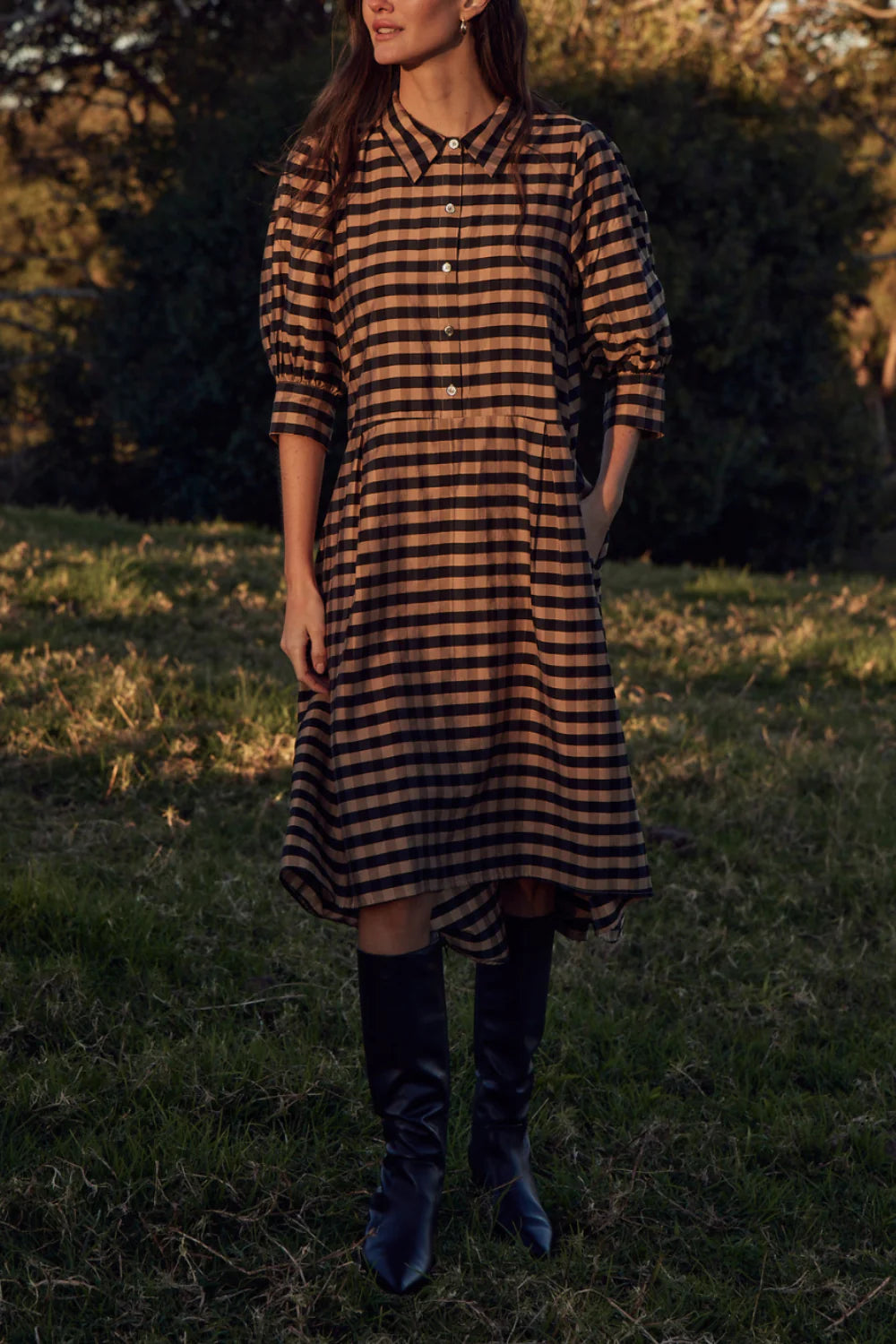 Zoe Kratzmann Befit Dress | Toffee/Black Check